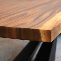Monkey Pod Table with Custom Modern Metal Base - Tabletop