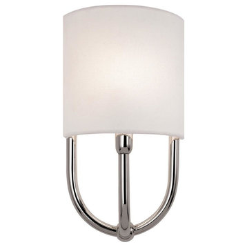 Intermezzo 1-Light Sconce With Off-White Shade, Polished Nickel