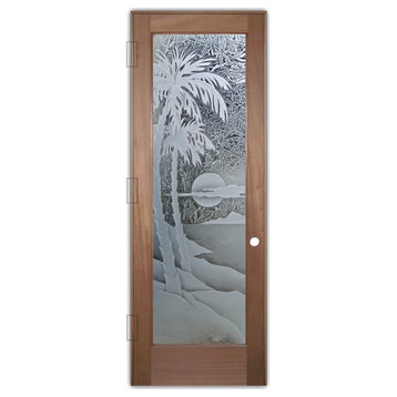 Pantry Door - Palm Sunset - Mahogany - 24" x 80" - Knob on Right - Push Open