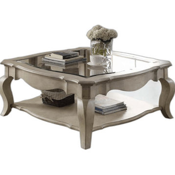 Antique Taupe Clear Glass Coffee Table