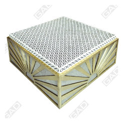 BONE EN WOOD COFFEE TABLE -BONE INLAY COFFEE TABLE - Furniture