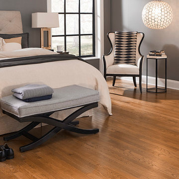 Modern, Black and White Bedroom - Nantucket Gunstock, Solid, Red Oak Hardwood