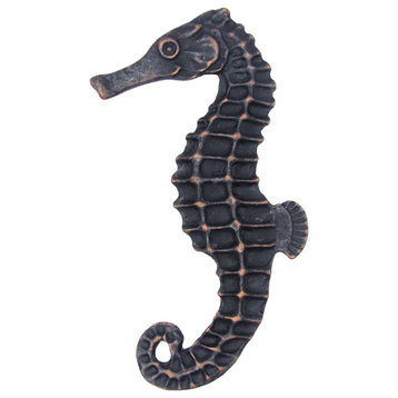 Seahorse Left Facing Cabinet Knob, Large, Oil Rubbed Bronze