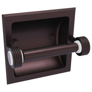 Clearview Recessed Toilet Paper Holder with Groovy Accents, Antique Bronze