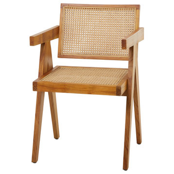 Modern Brown Teak Wood Accent Chair 561736