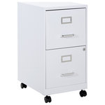 OSP Home Furnishings - 2 Drawer Mobile Locking Metal File Cabinet, White - Keep files organized and your office working at peak performance with our locking metal file cabinet with mobile casters. Available in several colors to match any workspace. Deep full sided drawers glide smoothly keeping files at your fingertips and locking lower drawer offers storage for important documents or valuables. Ships fully assembled.