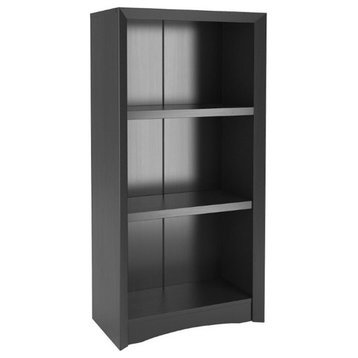 Atlin Designs 3-Shelf Tall Modern Engineered Wood Bookcase in Black
