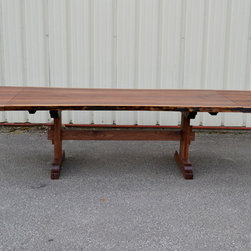 Live Edge Walnut Extension Table with Trestle Base - Dining Tables