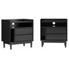 25" Solid Wood 2-Drawer Night Stand with Gallery - 2PK - Black