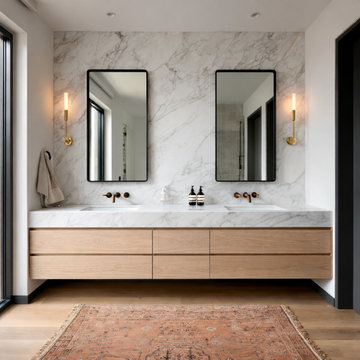 White Oak Floating Bathroom Vanity | Modern Minimalist Cabinet