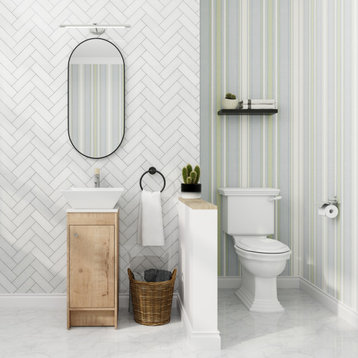 BNK 13 Inch Modern Freestanding Bathroom Vanity Set With Ceramic Sink, Rectangular Basin