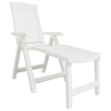 vidaXL Sun Lounger Outdoor Patio Furniture Folding Lounge Chair White Plastic