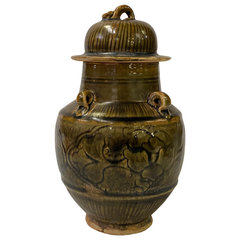 Chinese Ware Brown Glaze Pattern Ceramic Jar Vase Display Art ws3021S Chinese Ware Brown Glaze Pattern Ceramic Jar Vase Display Art ws3021S
