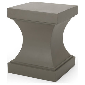 Damari Indoor Lightweight Concrete Side Table, Light Gray