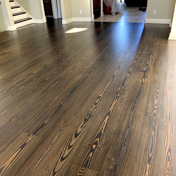 GREAT RIVER: WIDE PLANK HEART PINE REFINISHED W/ CUSTOM STAIN & BONA TRAFFIC HD