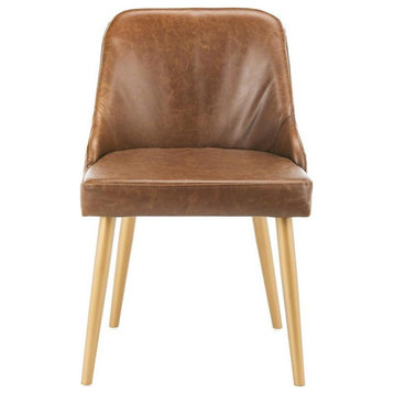 Celeste Upholstered Dining Chair, Set of 2, Light Brown/Gold