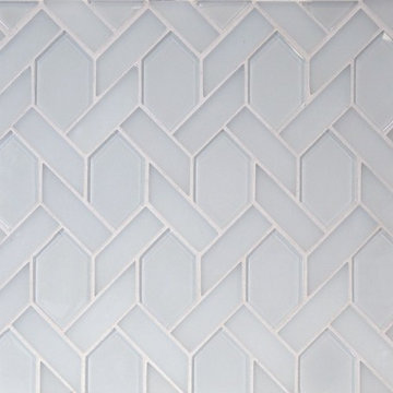The Tile District  - Astoria Elongated Hexagon in White Glass Mosaics