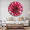 Dark Pink Abstract Flower Petals Floral Large Metal Wall Clock, 36x36