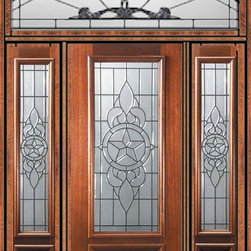 Prehung Side lights-Transom Door 80 Mahogany Brazos 3/4 Lite Glass - Front Doors