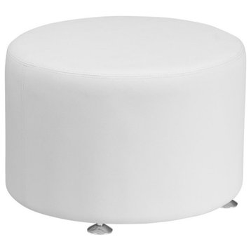 Flash Furniture Leather 24" Round Ottoman in White