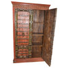 Consigned Hand-Carved Wood Heritage Doors  With Brass Accents