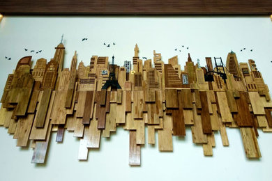Cityscape - Wooden Wall Mural
