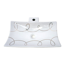 Decorated Porcelain Company - Loose Loops Hand Painted Vessel Sink, Platinum - Bathroom Sinks