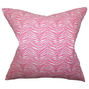 The Pillow Collection Haya Animal Print Pink Down Filled Throw Pillow