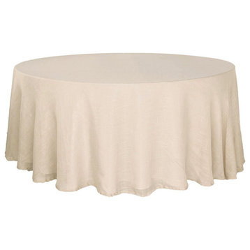 Round Premium Faux Burlap Polyester Tablecloth