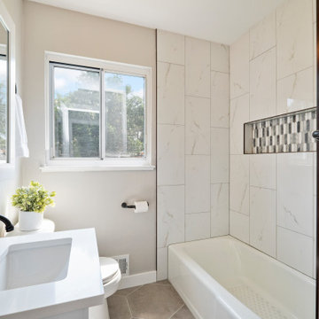 Updated open kitchen and bathroom remodel