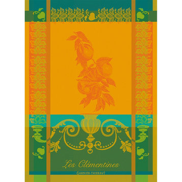 Clementines(Les) Safran Kitchen Towel 22"x30", 56cmx77cm, 100% Cotton Set of 4