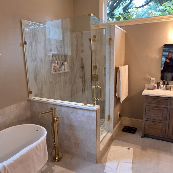 Lived in touches for the finished bathroom remodel in Plano
