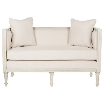 Andrea Rustic French Country Settee Beige/Rustic Gray