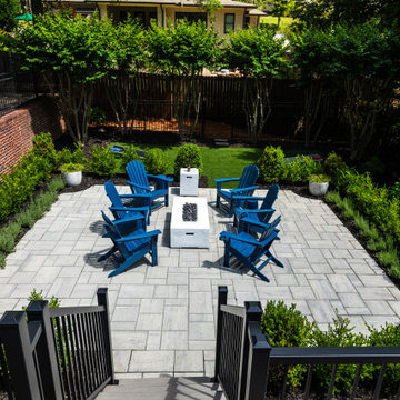 Modern Patio Fire Pit Lounge with Custom Paver Design