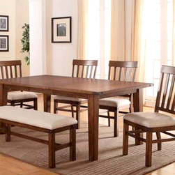 6 Pc. Dining Table with Bench - Dining Sets