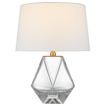 Gemma Small Table Lamp in Clear Glass with Linen Shade