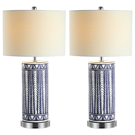 JONATHAN Y Lighting JYL6615-SET2 Sulka 27" Tall LED Table Lamp - - Navy