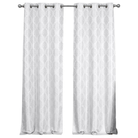 Paisley Blackout Grommet Panels, Set of 2, Off-White, 76"x108", Set of 2