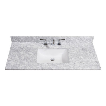 Oristano 31, 37, 49" Natural Marble Vanity Top with White Sink, Italian Carrara