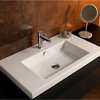 Luxury Ceramic Wall Mounted, or Built-In Bathroom Sink, One Faucet Hole