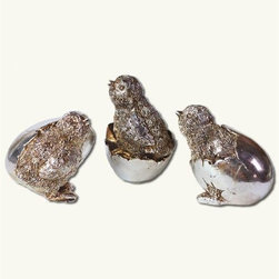 Silver Chicks Hatching - Holiday Accents And Figurines