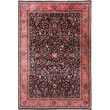 Oriental Rug Indo Sarouk 9'7"x6'4" Hand Knotted Carpet