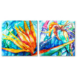 Ready2HangArt - "Tropical Birds of Paradise" Canvas Wall Art, 2-Piece Set - This Birds of Paradise set was inspired by the Tropics; full of color fusion. It is fully finished, arriving ready to hang on the wall of your choice.