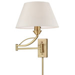 Elk Home - Elysburg 1-Light Swingarm, French Brass With Off-White Fabric Shade - Ideal for any executive or residential reading area, the Elysburg Wall Sconce offers classic good looks and high quality swingarm construction. A soft white fabric shade provides soothing diffused light. Convenient 3-way switch. Elegant French Brass color story.