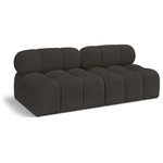 Meridian Furniture - Ames Boucle Fabric Modular Sofa, Brown, 2-Piece: 2 Armless Chair - Introduce a touch of modern sophistication to your living area with the exquisite Ames Boucle Fabric Sofa. With plush brown boucle fabric and unique design, it will elevate the visual appeal of your living space. This elegant and captivating sofa can be mixed and matched with other pieces from the collection to create an endless array of stunning looks. So, get ready to transform your living area into an inviting and stylish haven with the Ames Boucle Fabric Sofa.