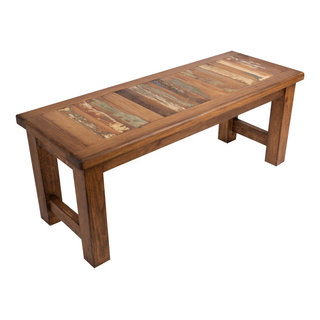 Rustic Reclaimed Wood Bench-Natural Wood Tone, 72" - Farmhouse - Accent ...