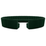 Meridian Furniture - Infinity Black Boucle Fabric Upholstered Arc Shaped Modular Sectional, Green, 12-Piece, Arc-Shaped - Mix and match this Infinity boucle fabric modular chair with other items in the Infinity collection to find the best possible seating solution for your gang. Rich green boucle fabric feels welcoming and soft to the skin, so you stay seated comfortably for the big game or while watching your favorite programs. Deep channel tufting adds to the longevity and durability of this modular chair while giving it texture.
