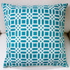 Indoor Vivid Lattice In Teal Blue 20x20 Throw Pillow, Pillow Cover Only