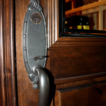 Custom Wine Cellar Door TX Handle Set - French Colonial Ribbon and Reed