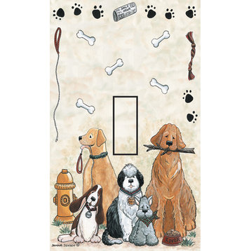 Dogs Single Toggle Peel and Stick Switch Plate Cover: 2 Units